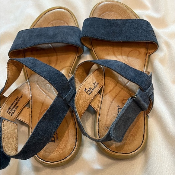 Born Navy Blue Strappy Adjustable Leather Sandals Minimalist Comfort Size 9 - Picture 5 of 9